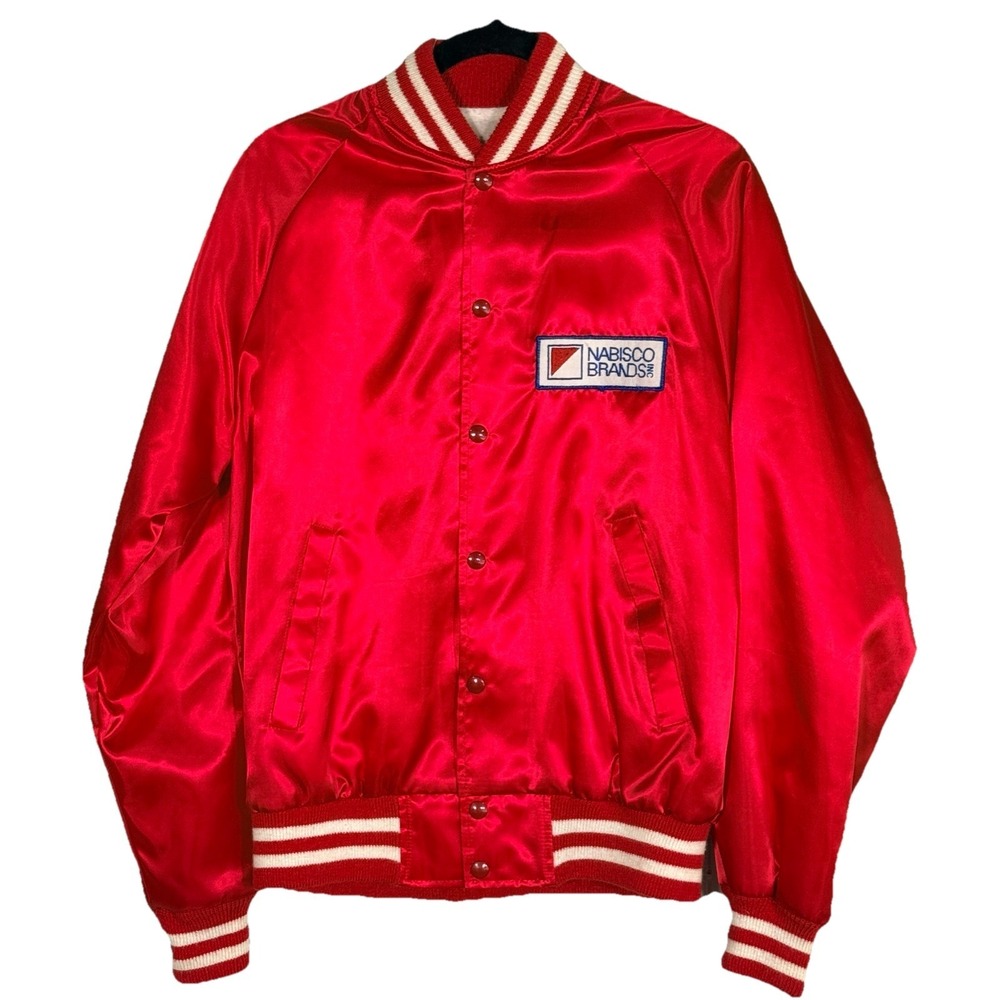 Vintage Nabisco Brands Satin Jacket Red‎ Active Generation Size M USA Bomber